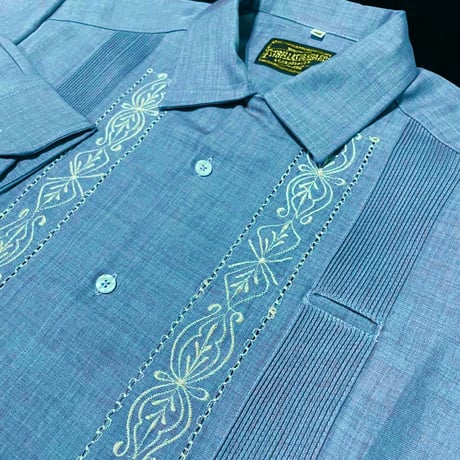 【長袖】【 ESG-01LP-CIW 】【 REJILLADA CIPRE 】【 ポリエステル 】【 CIELO x WHITE 】