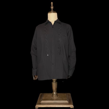 【2027年7月31日までにお届け】【受注生産】【ESG-20L-B】【REJILLADA 】【L/S GUAYABERA】【BLACK】 【黒】