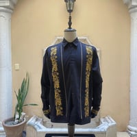 【9/11入荷】【予約商品】【長袖】【袖刺繍】【ESG-T30L-BG】【 L/S GUAYAMISA 】【 BLACK x GOLD 】【 黒 x 金 】