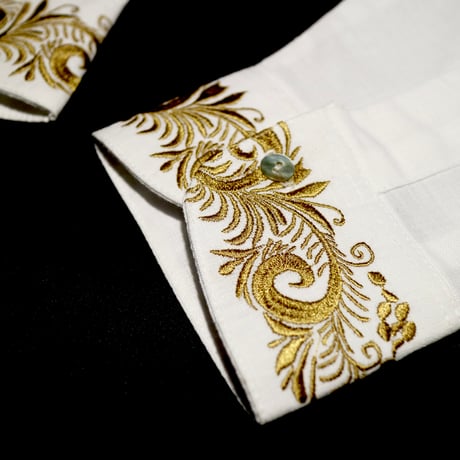 【お取り寄せ商品】【長袖】【袖刺繍】【IMP-101L-WG】【 L/S GUAYAMISA 】【 WHITE x GOLD 】【 白 x 金 】