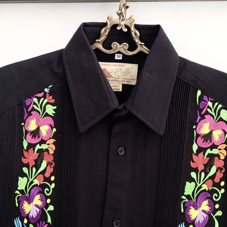 【お取り寄せ商品】【長袖】【ACAPULCO】【IMP-COL-102L-BM】【GUAYABERAS COLLI】【 L/S GUAYAMISA】【 BLACKxMULTI COLOR 】【 黒 】