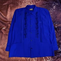 【ご注文日より１年以内にお届け】【受注生産】【長袖】【 ESG-20L-RBB 】【 L/S GUAYABERA 】【 REJILLADA 】【 ROYAL BLUE x BLACK 】