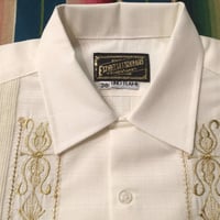 【長袖】【 ESG-01L-OFG 】【 L/S GUAYABERA 】【 REJILLADA 】【 OFF WHITE x GOLD 】【.オフホワイト x 金 】