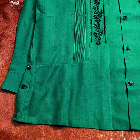 【2027年7月31日までにお届け】【受注生産】【長袖】【ESG-20L-GREB】【REJILLADA 】【L/S GUAYABERA】【 GREEN x BLACK 】【 緑 x 黒 】
