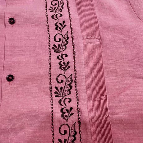 【2027年7月31日までにお届け】【受注生産】【長袖】【 ESG-20L-RPB 】【 L/S GUAYABERA 】【 REJILLADA 】【 ROSE PINK x BLACK 】