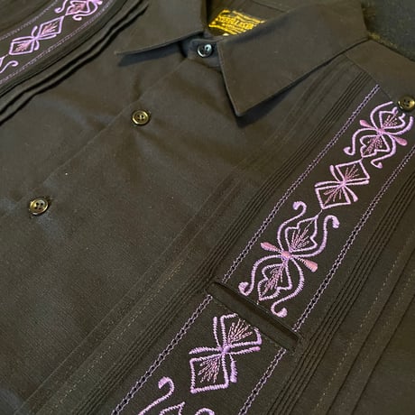 【長袖】【 ESG-32L-BPU 】【 L/S GUAYAMISA 】【BLACK x PURPLE】 【黒 x 紫】
