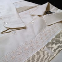【2027年7月31日までにお届け】【受注生産】【 長袖 】【 ESGS-04L-OF 】【 L/S GUAYABERA 】【 REJILLADA ASA 】【 麻の葉柄 】【 OFF WHITE 】
