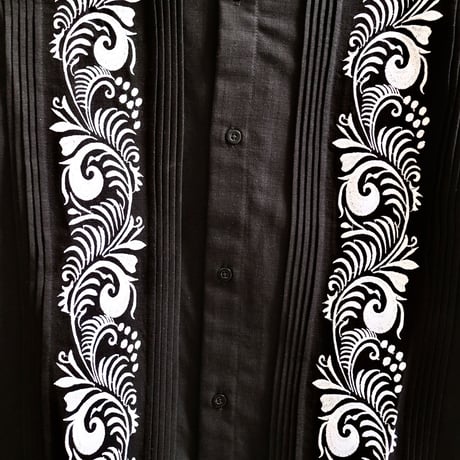 【お取り寄せ商品】【長袖】【IMP-COL-100L-B】【GUAYABERAS COLLI】【 L/S GUAYAMISA】【 BLACK x WHITE 】【 黒 x 白 】
