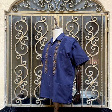【2027年7月31日までにお届け】【受注生産】【半袖】【 ESG-01S-NG 】【 S/S GUAYABERA 】【 REJILLADA 】【 NAVY x GOLD x 】【 紺 x 金 】