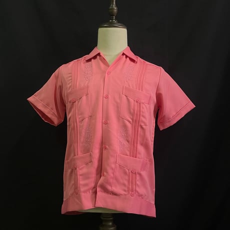 【半袖】【サイズ34(S)】【IMP-DE-16S-PR-34】【 DEADSTOCK 】【S/S GUAYABERA】【PALO DE ROSA】【ローズピンク】