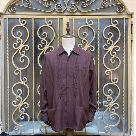 【2027年7月31日までにお届け】【受注生産】長袖】【ESG-20LP-BRB】【 L/S GUAYABERA】【REJILLADA CIPRE】【BROWN x BLACK 】