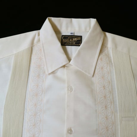 【2027年7月31日までにお届け】【受注生産】【 長袖 】【 ESGS-04L-OF 】【 L/S GUAYABERA 】【 REJILLADA ASA 】【 麻の葉柄 】【 OFF WHITE 】