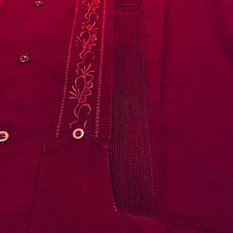 【ESG-20L-BU】【REJILLADA 】【L/S GUAYABERA】【BURGUINDY】 【臙脂色】