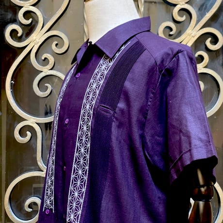 【2月〜3月納期】【受注生産】【半袖】【 ESGS-04S-USI】【S/S REJILLADA ASA 】【 麻の葉柄 】【 UVAx SILVER 】【グレープx銀】