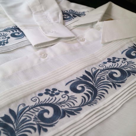 【お取り寄せ商品】【長袖】【IMP-COL-100L-WBL】【GUAYABERAS COLLI】【 L/S GUAYAMISA 】【 WHITExBLUE 】【 白 x 青 】
