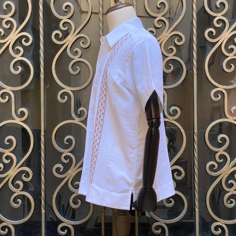 【半袖】【 S/S GUAYAMISA 】【ESG-109S-WBR】【GUAYABERAS COLLI】【CRUZ】【 WHITE x BROWN 】【 白 x 茶色 】