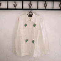 【ご注文日より１年以内にお届け】【受注生産】【長袖】【CACTUS 手刺繍】【HANDMADE】【CUBANA】】【 ESGP-106L-IV】【 L/S GUAYABERA】【IVORY】