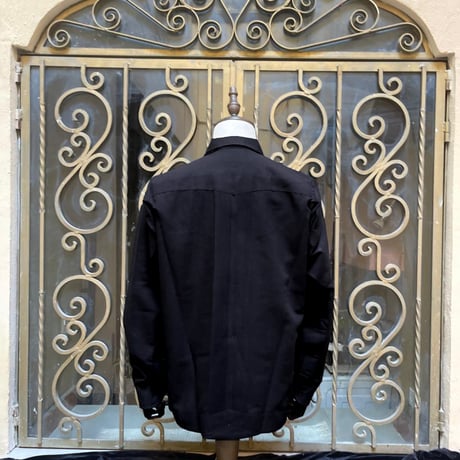 【2027年7月31日までにお届け】【受注生産】【長袖】【 ESGS-04L-BG 】【 L/S GUAYABERA 】【REJILLADA ASA】【麻の葉柄】【BLACK x GOLD】
