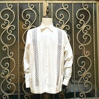 【2027年7月31日までにお届け】【受注生産】【長袖】【麻の葉柄】【 ESGS-10L-OFB】【 L/S GUAYAMISA ASA 】【OFF WHITExBLACK】 【オフホワイトx黒】