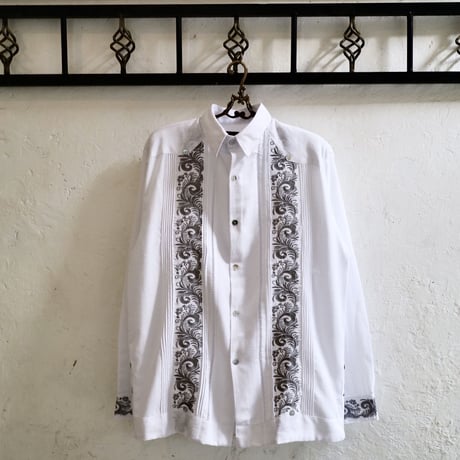 【お取り寄せ商品】【長袖】【袖刺繍】【IMP-101L-WS】【 L/S GUAYAMISA 】【 WHITE x SILVER 】【 白 x 銀 】