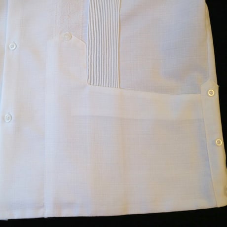 【2月〜3月納期】【受注生産】【半袖】【 ESGS-04S-W 】【 S/S GUAYABERA 】【 REJILLADA ASA 】【 麻の葉柄 】【 WHITE 】【白】