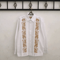 【お取り寄せ商品】【長袖】【IMP-COL-100L-WG】【GUAYABERAS COLLI】【 L/S GUAYABERA】【 WHITE x GOLD 】【 白 x 金 】
