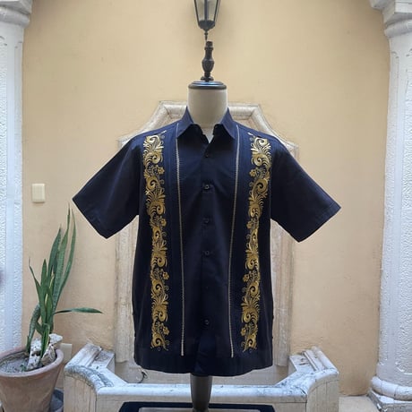 【ご注文日より１年以内にお届け】【受注生産】【半袖】【ESG-30S-BG】【 S/S GUAYAMISA 】【BLACKxGOLD】【 黒x金 】