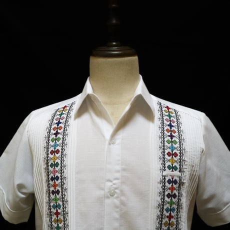 【半袖】【 S/S GUAYAMISA】【ESG-113S-WM】【GUAYABERAS COLLI】【 CRUZ x ペヨーテ 】【 WHITE x MULTI 】【 白 x マルチカラー 】