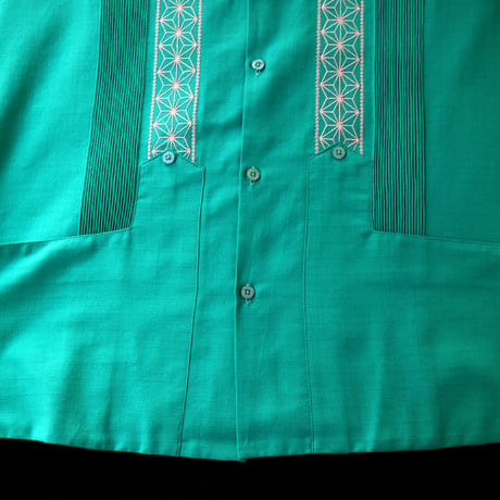 【2027年7月31日までにお届け】【受注生産】【長袖】【ESGS-04L-JAS】【L/S GUAYABERA】【 REJILLADA ASA 】【麻の葉柄】【 JADExSILVER 】