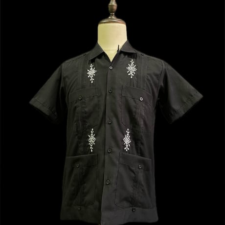 【予約】【半袖】【IMP-DE-02S-B-36】【 DEADSTOCK 】【S/S GUAYABERA】【BLACK】 【黒】