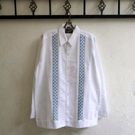【お取り寄せ商品】【長袖】【ESG-109L-WBL】【CRUZ】【 GUAYAMISA】【 L/S GUAYABERA】【WHITExBLUE】