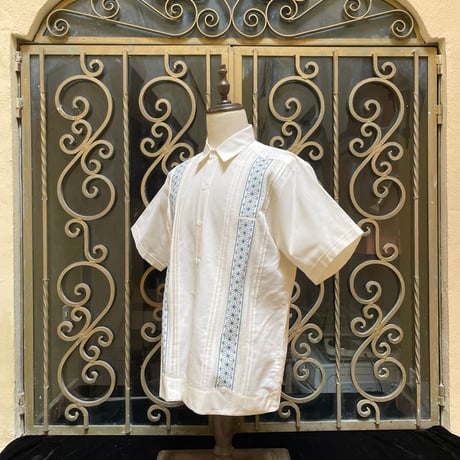 【半袖】【麻の葉柄】【 ESGS-10S-OFJA】【 S/S GUAYAMISA ASA 】【OFF WHITExJADE】 【オフホワイトx翡翠】
