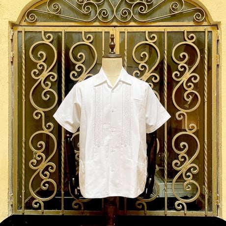 【2027年7月31日までにお届け】【受注生産】【半袖】【 ESG-01S-W】【 S/S GUAYABERA 】【 REJILLADA 】【 WHITE 】【 白】