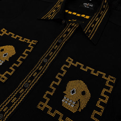 【予約商品】【長袖】【IMP-QTZ-CAL-LS-BG】【GUATEMALA】【 L/S QUETZAL SHIRTS/CALAVERA(カラベラ)】【BLACKxGOLD】【黒x金】