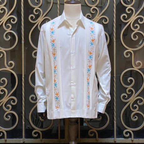 【長袖】【ESG-123L-WM 】 【 花柄 】【 L/S GUAYAMISA】【 WHITE 】 【 白 】