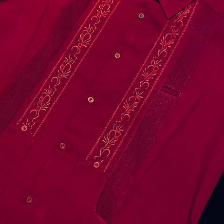 【ESG-20L-BU】【REJILLADA 】【L/S GUAYABERA】【BURGUINDY】 【臙脂色】