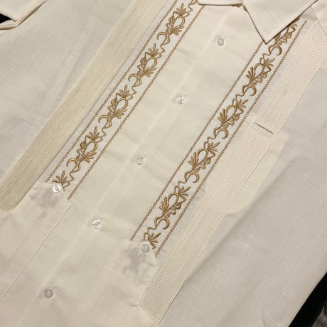 【2027年7月31日までにお届け】【受注生産】【ESG-20L-OFG】【REJILLADA 】【L/S GUAYABERA】【OFF WHITExGOLD】 【オフホワイトx金】