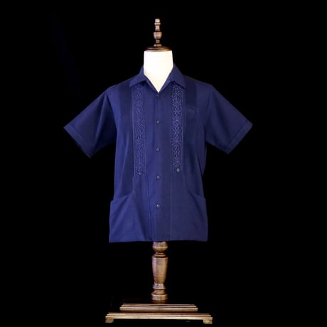 【2027年7月31日までにお届け】【受注生産】【半袖】【 ESG-01S-N 】【 S/S GUAYABERA 】【 REJILLADA 】【 NAVY 】【 紺 】