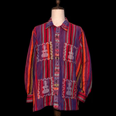 【予約商品】【長袖】【IMP-QTZ-GUI-LS-RA】【GUATEMALA】【 L/S QUETZAL SHIRTS/GUITER(ギター)】【RAINBOW】【レインボー】