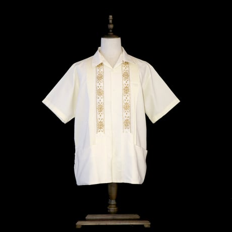 【2027年7月31日までにお届け】【受注生産】【半袖】【 ESG-01S-OFG 】【 S/S GUAYABERA 】【 REJILLADA 】【 OFF WHITE x GOLD 】