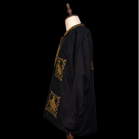 【予約商品】【長袖】【IMP-QTZ-MAR-LS-BG】【GUATEMALA】【 L/S QUETZAL SHIRTS/MARIMBA(マリンバ)】【BLACKxGOLD】【黒x金】