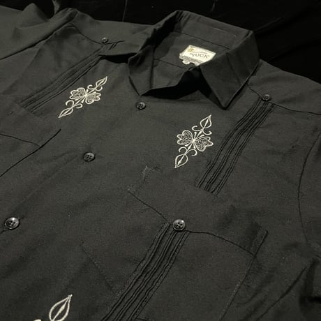 【予約】【半袖】【サイズ38(L)】【IMP-DE-24S-BW-38】【 DEADSTOCK 】【S/S GUAYABERA】【BLACKxWHITE】【黒x白】