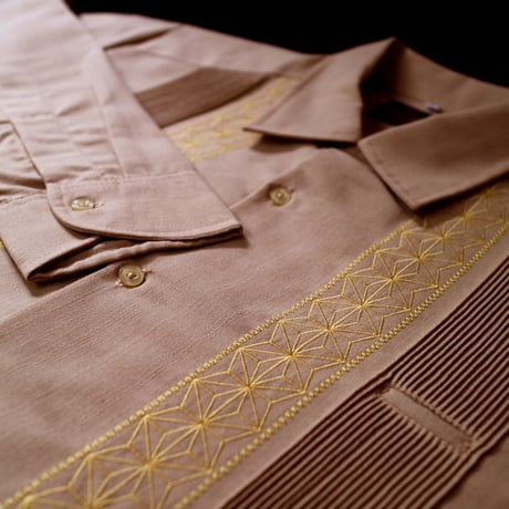【9月下旬】【予約商品】【 長袖 】【 ESGS-04L-KHG 】【 REJILLADA ASA 】【 麻の葉柄 】【 KHAKI x GOLD 】【 カーキ x 金 】