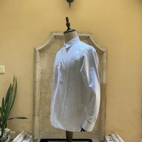 【9月】【予約商品】【長袖】【袖刺繍】【ESG-T30L-W】【 L/S GUAYAMISA 】【WHITE】【白】