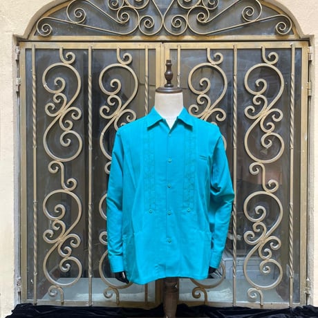 【2027年7月31日までにお届け】【受注生産】【長袖】【 ESGS-03L-JA 】【 L/S GUAYABERA 】【 REJILLADA MOTA 】【 麻の葉柄 】【 JADE 】【 翡翠 】