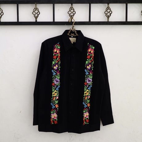 【お取り寄せ商品】【長袖】【ACAPULCO】【IMP-COL-102L-BM】【GUAYABERAS COLLI】【 L/S GUAYAMISA】【 BLACKxMULTI COLOR 】【 黒 】