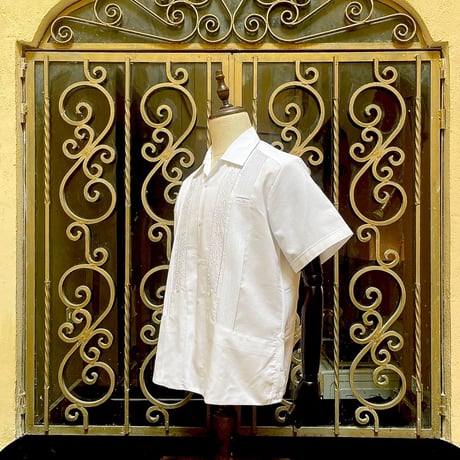 【2027年7月31日までにお届け】【受注生産】【半袖】【 ESG-01S-W】【 S/S GUAYABERA 】【 REJILLADA 】【 WHITE 】【 白】