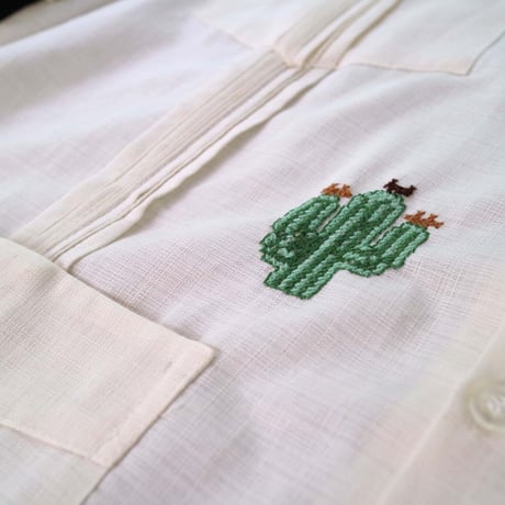 【2027年7月31日までにお届け】【受注生産】【長袖】【CACTUS 手刺繍】【HANDMADE】【CUBANA】】【 ESGP-106L-IV】【 L/S GUAYABERA】【IVORY】