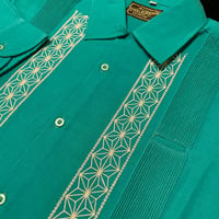 【2027年7月31日までにお届け】【受注生産】【長袖】【ESGS-04L-JAS】【L/S GUAYABERA】【 REJILLADA ASA 】【麻の葉柄】【 JADExSILVER 】