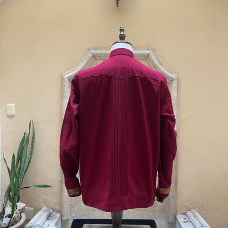 【予約商品】【長袖】【袖刺繍】【ESG-T30L-BUG】【 L/S GUAYAMISA 】【 BURGUNDYx GOLD】【 臙脂色x金】